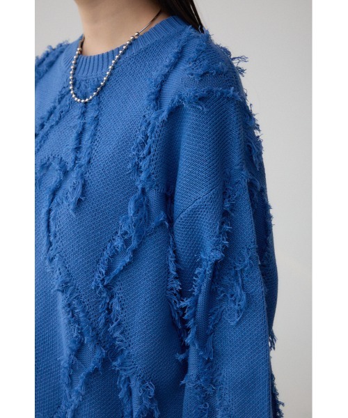 AZUL by moussy(アズールバイマウジー)の「フリンジニットトップス(ニット/セーター・レディース・ライトグレー/アイボリー/ピンク/ブルー・FREE)」の8枚目の写真