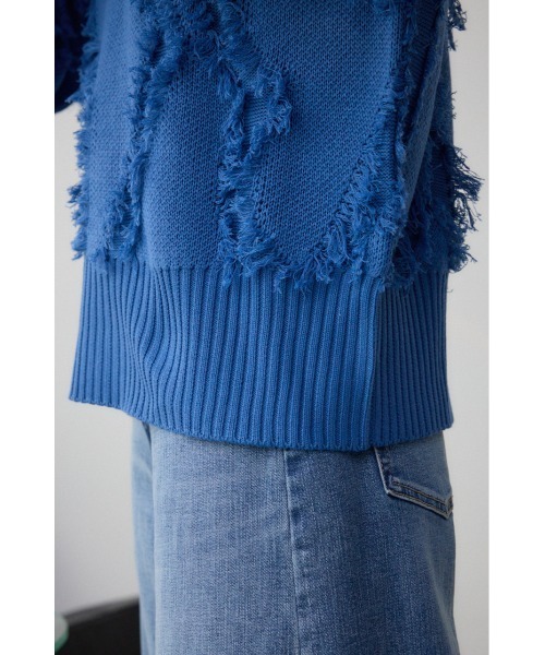 AZUL by moussy(アズールバイマウジー)の「フリンジニットトップス(ニット/セーター・レディース・ライトグレー/アイボリー/ピンク/ブルー・FREE)」の10枚目の写真