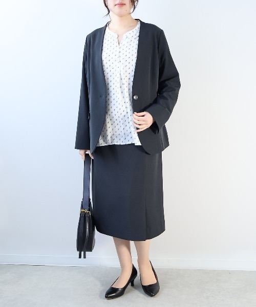 fleur by mint breeze(フルールバイミントブリーズ)の「【L~5L 大きいサイズ】幾何柄バンドカラースキッパーブラウス(シャツ/ブラウス・レディース・オフホワイト/グリーン/ネイビー・LL/4L/5L/3L/L)」の18枚目の写真