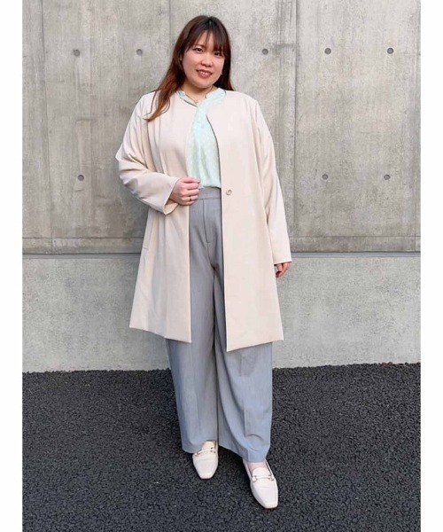 fleur by mint breeze(フルールバイミントブリーズ)の「【L~5L 大きいサイズ】幾何柄バンドカラースキッパーブラウス(シャツ/ブラウス・レディース・オフホワイト/グリーン/ネイビー・LL/4L/5L/3L/L)」の21枚目の写真