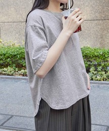 綿100%ラウンドヘム半袖オーバーサイズTシャツ(ショート丈)