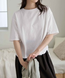 綿100％ラウンドヘム半袖オーバーサイズTシャツ（ショート丈）