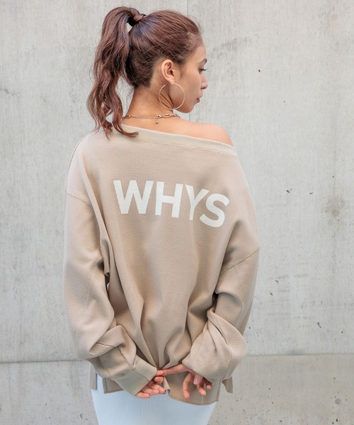 HEREIAM（ヘレイアム）の「【HEREIAM】ワッフルオフショルプルオーバー（Tシャツ/カットソー・レディース・ベージュ/ライトグレー/オフホワイト・FREE）」の3枚目の写真