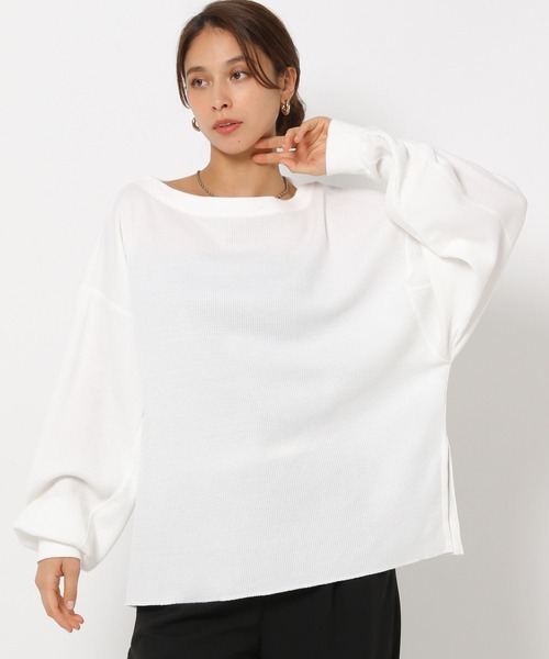 HEREIAM（ヘレイアム）の「【HEREIAM】ワッフルオフショルプルオーバー（Tシャツ/カットソー・レディース・ベージュ/ライトグレー/オフホワイト・FREE）」の17枚目の写真