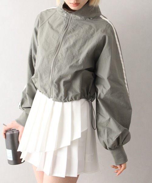 SpRay（スプレイ）の「ナイロンサイドラインショートブルゾン（ブルゾン・レディース・ブラック/グレー/アイボリー/ライトカーキ・FREE）」の12枚目の写真