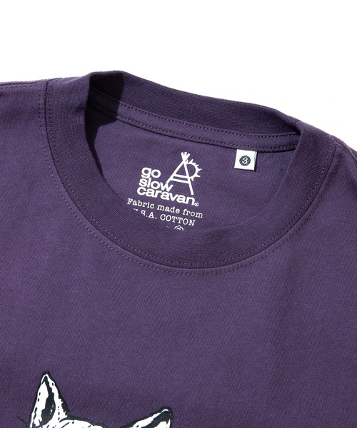 go slow caravan（ゴースローキャラバン）の「USA/C イワナ猫 ロングスリーブ TEE（Tシャツ/カットソー・メンズ・ホワイト/バイオレット・LARGE/MEDIUM/SMALL/X-LARGE）」の3枚目の写真