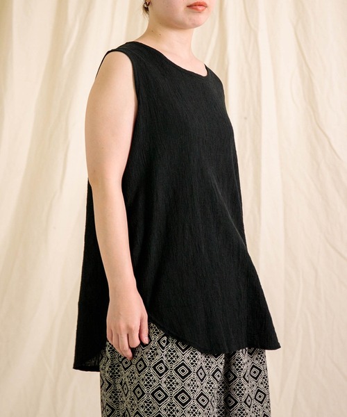 prit（プリット）の「[prit]  クレープロッキーバル ラウンドヘムノースリーブ（Tシャツ/カットソー・レディース・ホワイト/ブラック/ブラウン・FREE）」の15枚目の写真