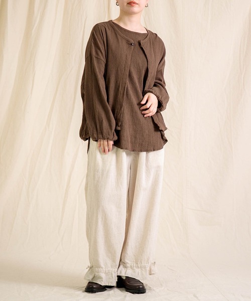 prit（プリット）の「[prit]  クレープロッキーバル ラウンドヘムノースリーブ（Tシャツ/カットソー・レディース・ホワイト/ブラック/ブラウン・FREE）」の20枚目の写真