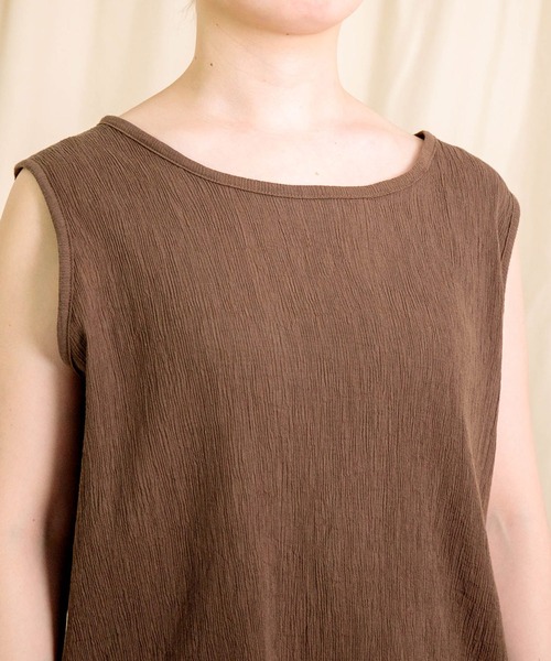 prit（プリット）の「[prit]  クレープロッキーバル ラウンドヘムノースリーブ（Tシャツ/カットソー・レディース・ホワイト/ブラック/ブラウン・FREE）」の11枚目の写真