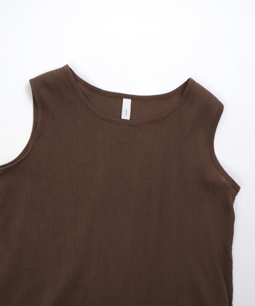 prit（プリット）の「[prit]  クレープロッキーバル ラウンドヘムノースリーブ（Tシャツ/カットソー・レディース・ホワイト/ブラック/ブラウン・FREE）」の4枚目の写真