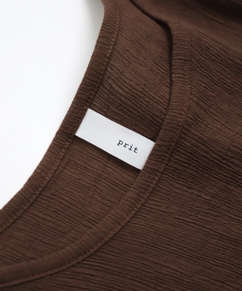 prit（プリット）の「[prit]  クレープロッキーバル ラウンドヘムノースリーブ（Tシャツ/カットソー・レディース・ホワイト/ブラック/ブラウン・FREE）」の5枚目の写真