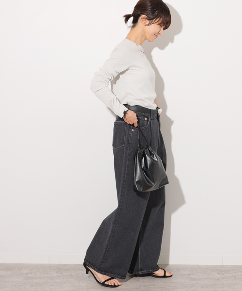 JOURNAL STANDARD relume（ジャーナルスタンダード　レリューム）の「《追加》ソフトテレコクルーネックロングTEE（Tシャツ/カットソー・レディース・グレー/ブラック/ホワイト・FREE）」の13枚目の写真