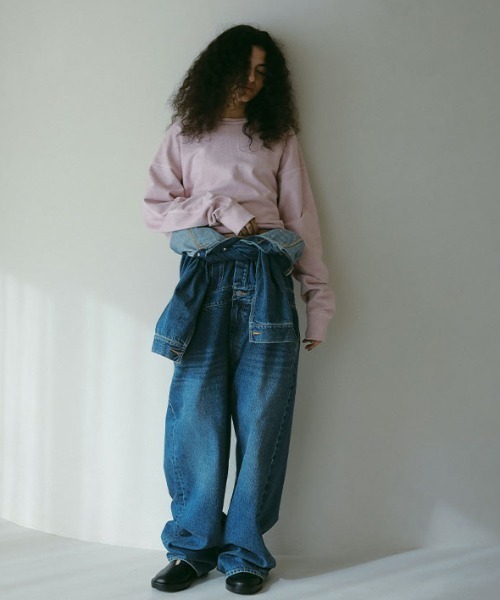 ETRE TOKYO（エトレトウキョウ）の「ショートスウェットシャツ（スウェット・レディース・ネイビー/オフホワイト/ピンク・FREE）」の3枚目の写真