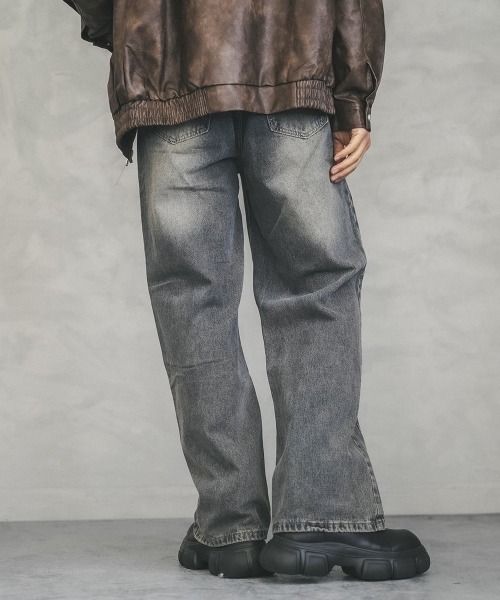 Shoowtime(ショウタイム)の「Vintage wash line wide denim pants / ビンテージウォッシュラインワイドデニムパンツ(デニムパンツ・メンズ・ブルー/ブラウン系・MEDIUM/LARGE/X-LARGE)」の15枚目の写真