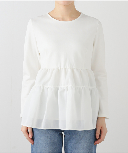La TOTALITE - 【ぴーすけ】新品 ラトータリテ カットソー ホワイト 38 洗える】フォルムダンボールプルオーバー（Tシャツ／カットソー