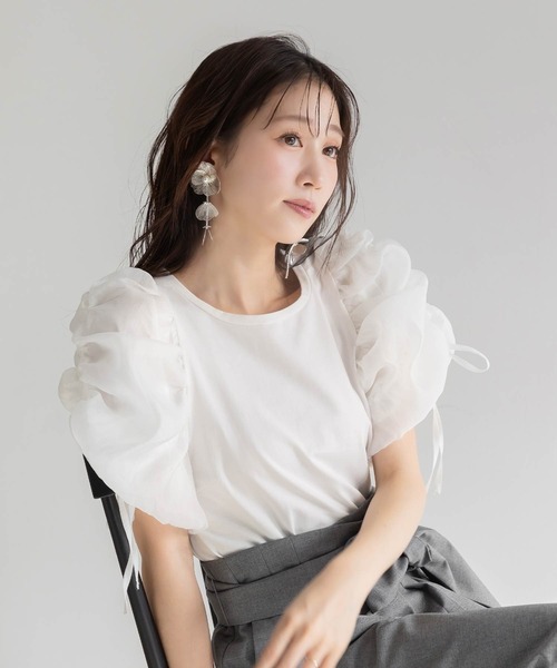 【未使用】RANDA ドロストスリーブカットソー 黒 セール】ドロストスリーブカットトップス（Tシャツ/カットソー