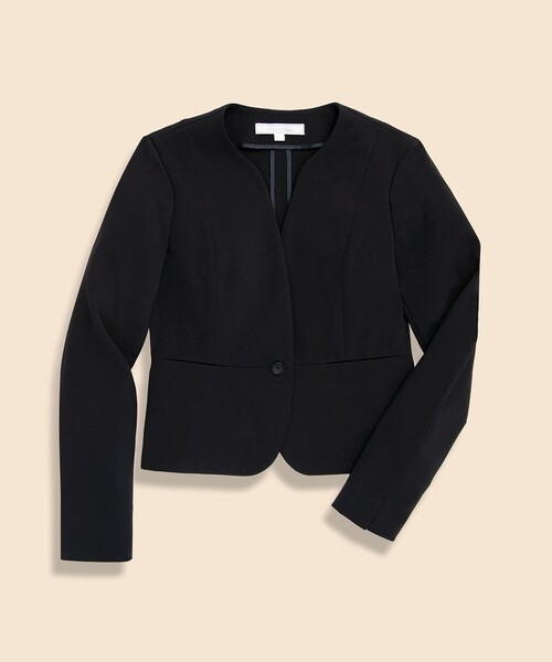 BROOKS BROTHERS(ブルックスブラザーズ)の「ダブルクロス ストレッチ ノーカラージャケット(ノーカラージャケット・レディース・ネイビー・6/4/2/0/8)」の1枚目の写真