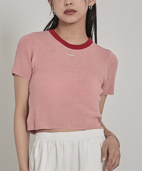 miette(ミエット)の「シルバープレート付き配色プルオーバー(ニット/セーター・レディース・ブルー/グレー/オフホワイト/ブラック/ライトベージュ/レッド・FREE)」の8枚目の写真