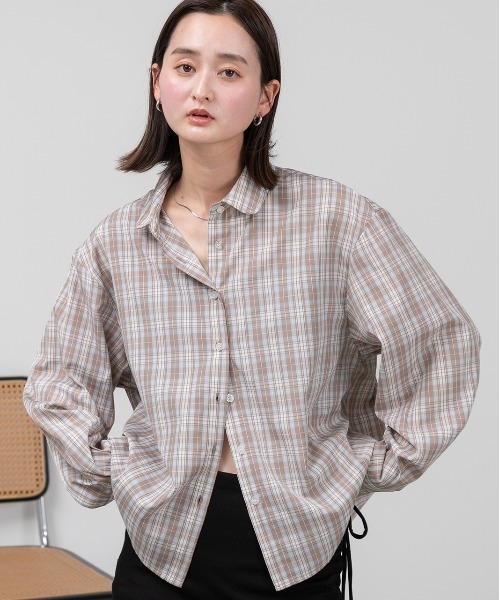 ad thie（アドティエ）の「ラウンドカラー アソートシャツ（シャツ/ブラウス・レディース・ライトブルー/ブラウン系/ピンク系/ブルー・FREE）」の9枚目の写真