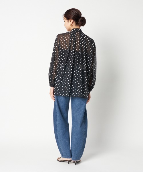 「HELIOPOLE」 半袖ブラウス 38 ネイビー レディース セール】DOT BOWTIE BLOUSE（シャツ/ブラウス）｜HELIOPOLE