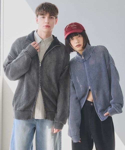 PBLIM（ページボーイリム）の「《UNISEX》ピグメントメッシュニット（ニット/セーター・レディース・ブラック/ブラウン/ブルー・MEDIUM/SMALL）」の3枚目の写真