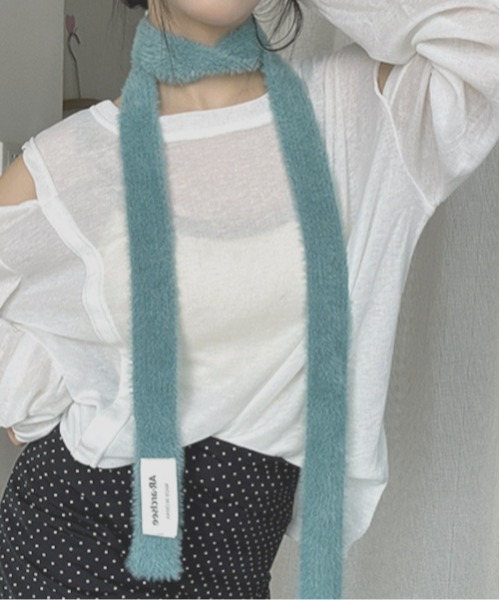 ARCHIVER（アーカイバ）の「【Bz】ロングニット細マフラー/ロングタイ無地カラー（MA/EK225）（マフラー・レディース・レッド/ブラウン/イエロー/ブルー/スモーキーグリーン系/ブラック/ホワイト/グレー・FREE）」の5枚目の写真