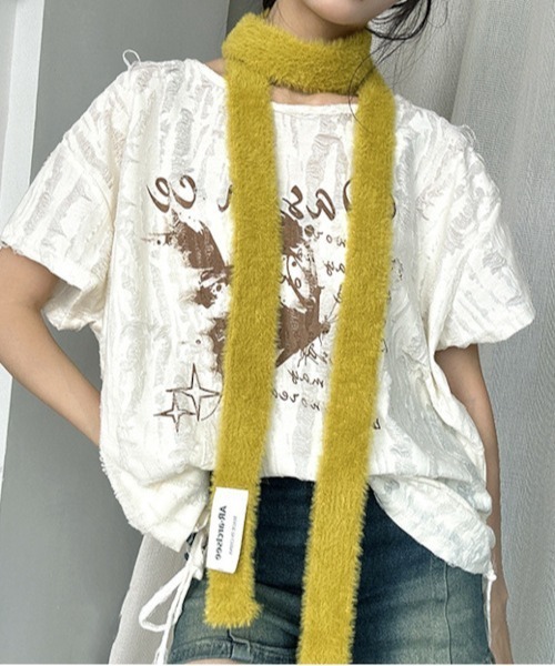 ARCHIVER（アーカイバ）の「【Bz】ロングニット細マフラー/ロングタイ無地カラー（MA/EK225）（マフラー・レディース・レッド/ブラウン/イエロー/ブルー/スモーキーグリーン系/ブラック/ホワイト/グレー・FREE）」の7枚目の写真