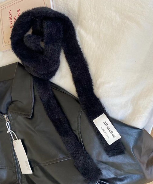 ARCHIVER（アーカイバ）の「【Bz】ロングニット細マフラー/ロングタイ無地カラー（MA/EK225）（マフラー・レディース・レッド/ブラウン/イエロー/ブルー/スモーキーグリーン系/ブラック/ホワイト/グレー・FREE）」の10枚目の写真