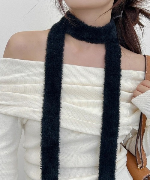 ARCHIVER（アーカイバ）の「【Bz】ロングニット細マフラー/ロングタイ無地カラー（MA/EK225）（マフラー・レディース・レッド/ブラウン/イエロー/ブルー/スモーキーグリーン系/ブラック/ホワイト/グレー・FREE）」の11枚目の写真