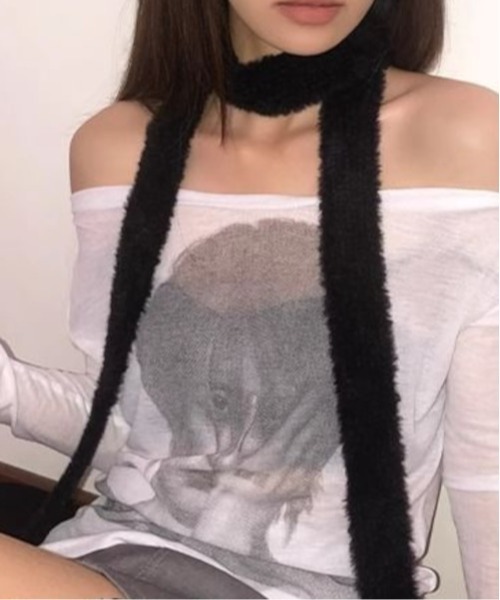 ARCHIVER（アーカイバ）の「【Bz】ロングニット細マフラー/ロングタイ無地カラー（MA/EK225）（マフラー・レディース・レッド/ブラウン/イエロー/ブルー/スモーキーグリーン系/ブラック/ホワイト/グレー・FREE）」の12枚目の写真