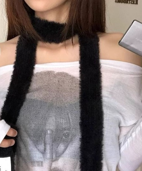 ARCHIVER（アーカイバ）の「【Bz】ロングニット細マフラー/ロングタイ無地カラー（MA/EK225）（マフラー・レディース・レッド/ブラウン/イエロー/ブルー/スモーキーグリーン系/ブラック/ホワイト/グレー・FREE）」の14枚目の写真