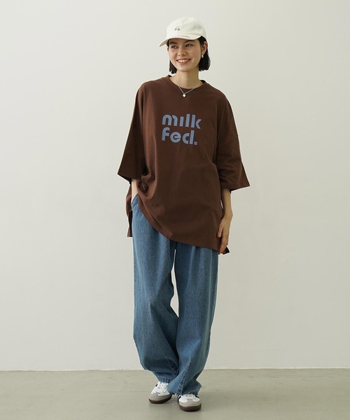 ☆ミルクフェド☆超美品☆完売配色ビッグロゴオーバーサイズTシャツ☆ CUT OUT LOGO BIG S/S TOP（Tシャツ/カットソー）｜MILKFED