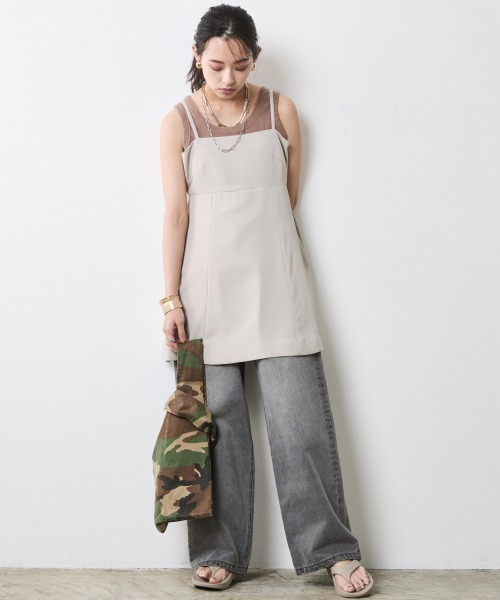 CHIC STYLE（シックスタイル）の「テレコタンクトップ＜大きいサイズ有＞シックスタイル（タンクトップ・レディース・オフホワイト/モカ/チャコール・M/L/LL/3L/4L/5L）」の9枚目の写真