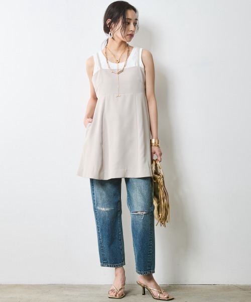 CHIC STYLE（シックスタイル）の「テレコタンクトップ＜大きいサイズ有＞シックスタイル（タンクトップ・レディース・オフホワイト/モカ/チャコール・M/L/LL/3L/4L/5L）」の20枚目の写真