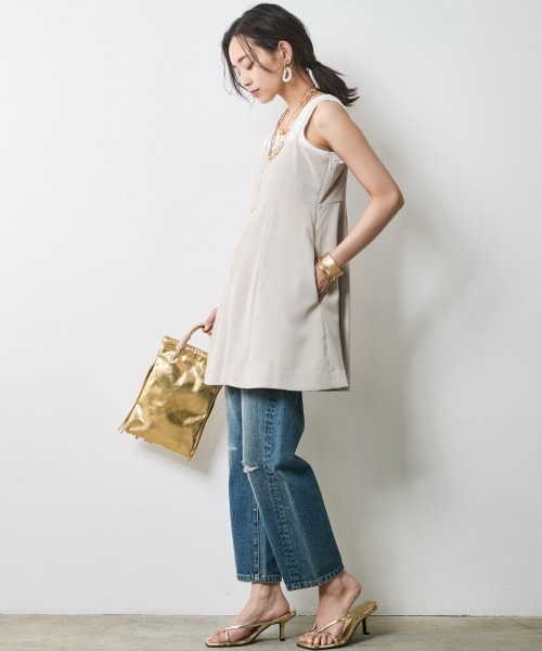 CHIC STYLE（シックスタイル）の「テレコタンクトップ＜大きいサイズ有＞シックスタイル（タンクトップ・レディース・オフホワイト/モカ/チャコール・M/L/LL/3L/4L/5L）」の18枚目の写真