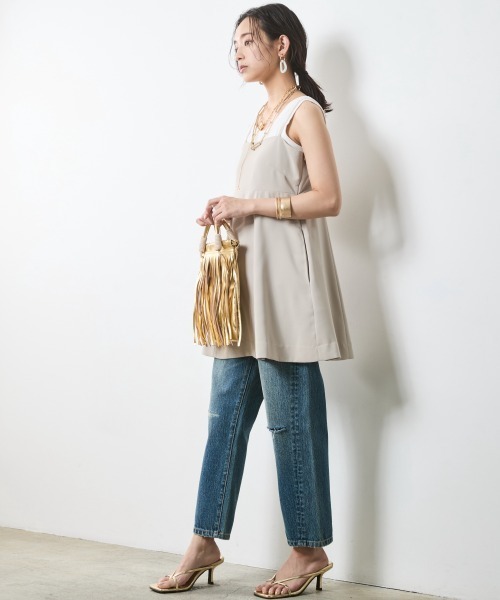 CHIC STYLE（シックスタイル）の「テレコタンクトップ＜大きいサイズ有＞シックスタイル（タンクトップ・レディース・オフホワイト/モカ/チャコール・M/L/LL/3L/4L/5L）」の15枚目の写真