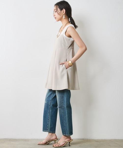 CHIC STYLE（シックスタイル）の「テレコタンクトップ＜大きいサイズ有＞シックスタイル（タンクトップ・レディース・オフホワイト/モカ/チャコール・M/L/LL/3L/4L/5L）」の13枚目の写真