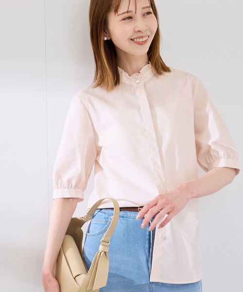 ROPE' PICNIC(ロペピクニック)の「【花粉ガード・防シワ】ハーフスリーブフリルシャツ(シャツ/ブラウス・レディース・ホワイト/ネイビー/ピンク/サックスブルー・38)」の19枚目の写真
