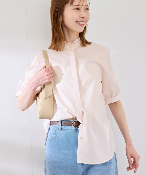 ROPE' PICNIC(ロペピクニック)の「【花粉ガード・防シワ】ハーフスリーブフリルシャツ(シャツ/ブラウス・レディース・ホワイト/ネイビー/ピンク/サックスブルー・38)」の20枚目の写真