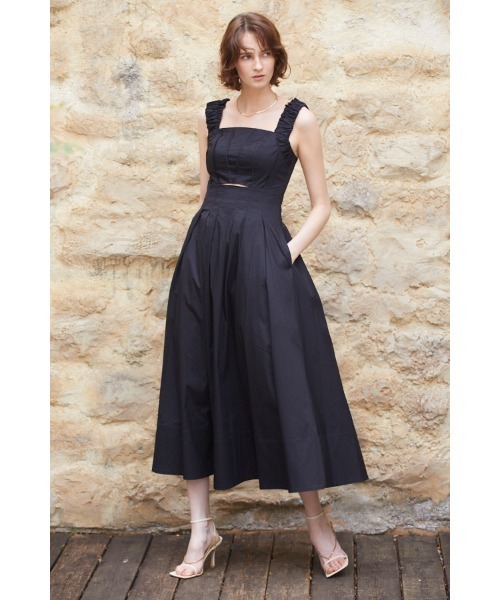 On The Rise Long Dress シャーリングショルダーカッティング