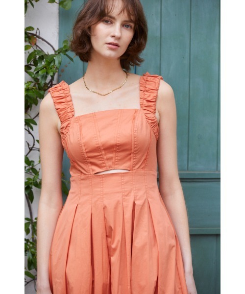 セール】On The Rise Long Dress シャーリングショルダー