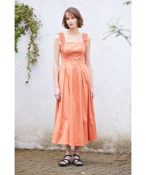 【タグ付き♡未使用】エステラケー　シアーシャーリングタックドレス　ボーダー セール】On The Rise Long Dress シャーリングショルダー