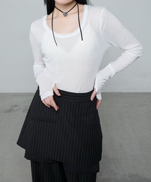 le ELMi | Sheer ribbed U-neck pullover / シアーテレコUネックプルオーバー(Tシャツ/カットソー)
