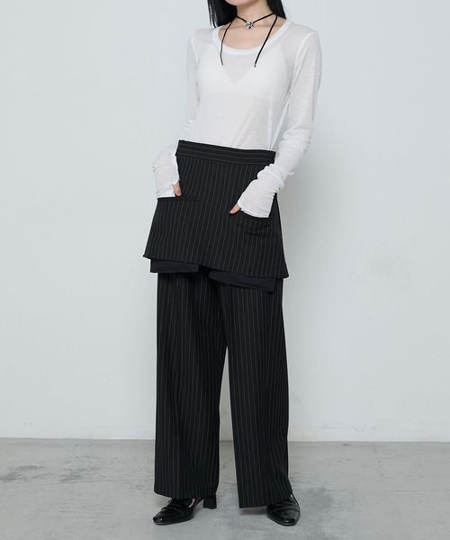 le ELMi(ルエルミ)の「Sheer ribbed U-neck pullover / シアーテレコUネックプルオーバー(Tシャツ/カットソー・レディース・ブラック/ホワイト/ネイビー/ピンク・FREE)」の6枚目の写真