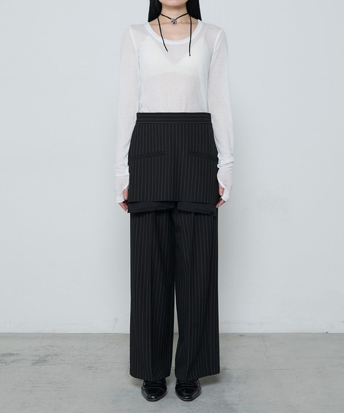 le ELMi(ルエルミ)の「Sheer ribbed U-neck pullover / シアーテレコUネックプルオーバー(Tシャツ/カットソー・レディース・ブラック/ホワイト/ネイビー/ピンク・FREE)」の10枚目の写真