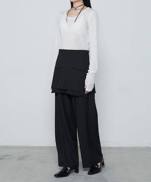 le ELMi(ルエルミ)の「Sheer ribbed U-neck pullover / シアーテレコUネックプルオーバー(Tシャツ/カットソー・レディース・ブラック/ホワイト/ネイビー/ピンク・FREE)」の11枚目の写真
