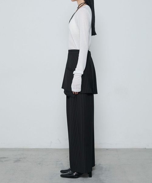 le ELMi(ルエルミ)の「Sheer ribbed U-neck pullover / シアーテレコUネックプルオーバー(Tシャツ/カットソー・レディース・ブラック/ホワイト/ネイビー/ピンク・FREE)」の12枚目の写真