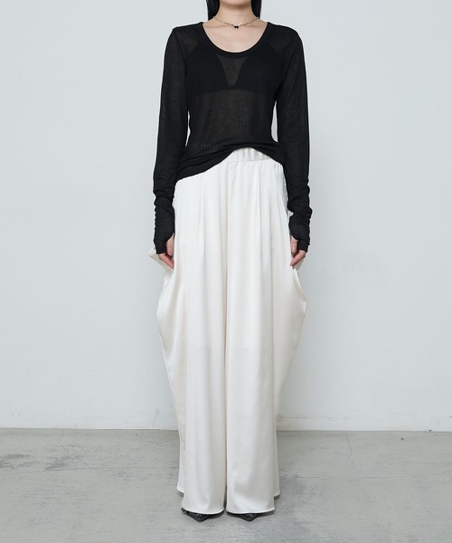 le ELMi(ルエルミ)の「Sheer ribbed U-neck pullover / シアーテレコUネックプルオーバー(Tシャツ/カットソー・レディース・ブラック/ホワイト/ネイビー/ピンク・FREE)」の21枚目の写真