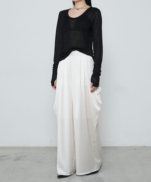 le ELMi(ルエルミ)の「Sheer ribbed U-neck pullover / シアーテレコUネックプルオーバー(Tシャツ/カットソー・レディース・ブラック/ホワイト/ネイビー/ピンク・FREE)」の22枚目の写真