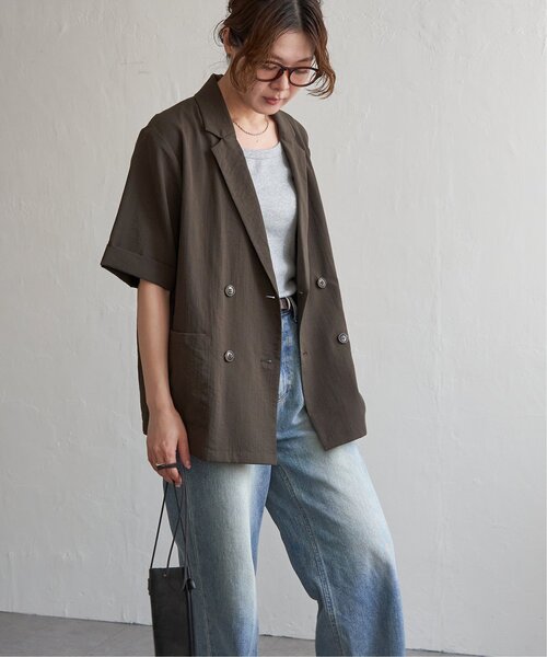 LBC(エルビーシー)の「リネンライクハーフスリーブジャケット(テーラードジャケット・レディース・カーキブラウン/ダークオリーブ・M)」の18枚目の写真